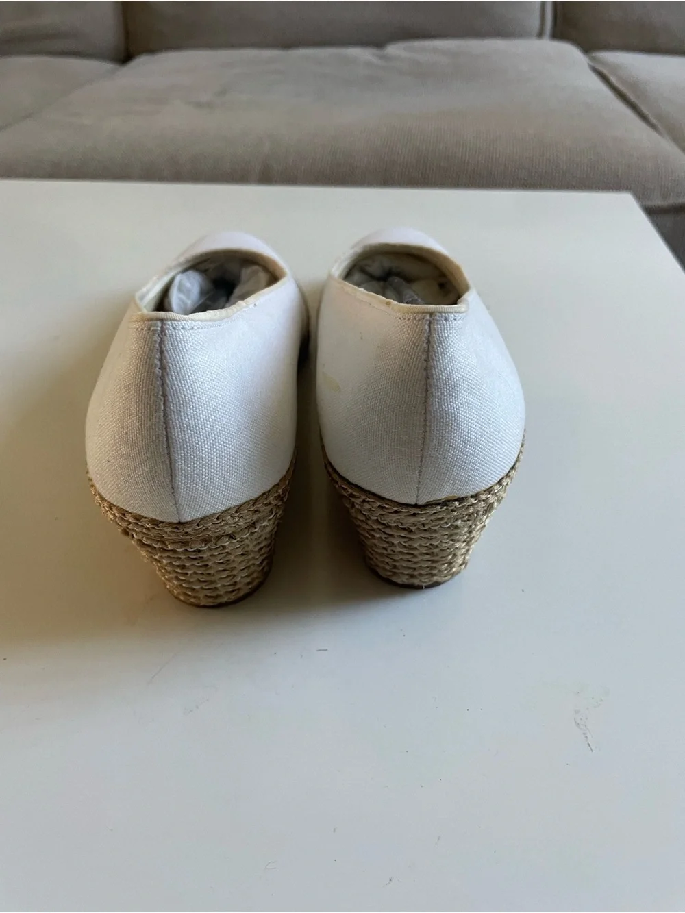 Cream Espadrille Wedge Ballet Flats for Women
